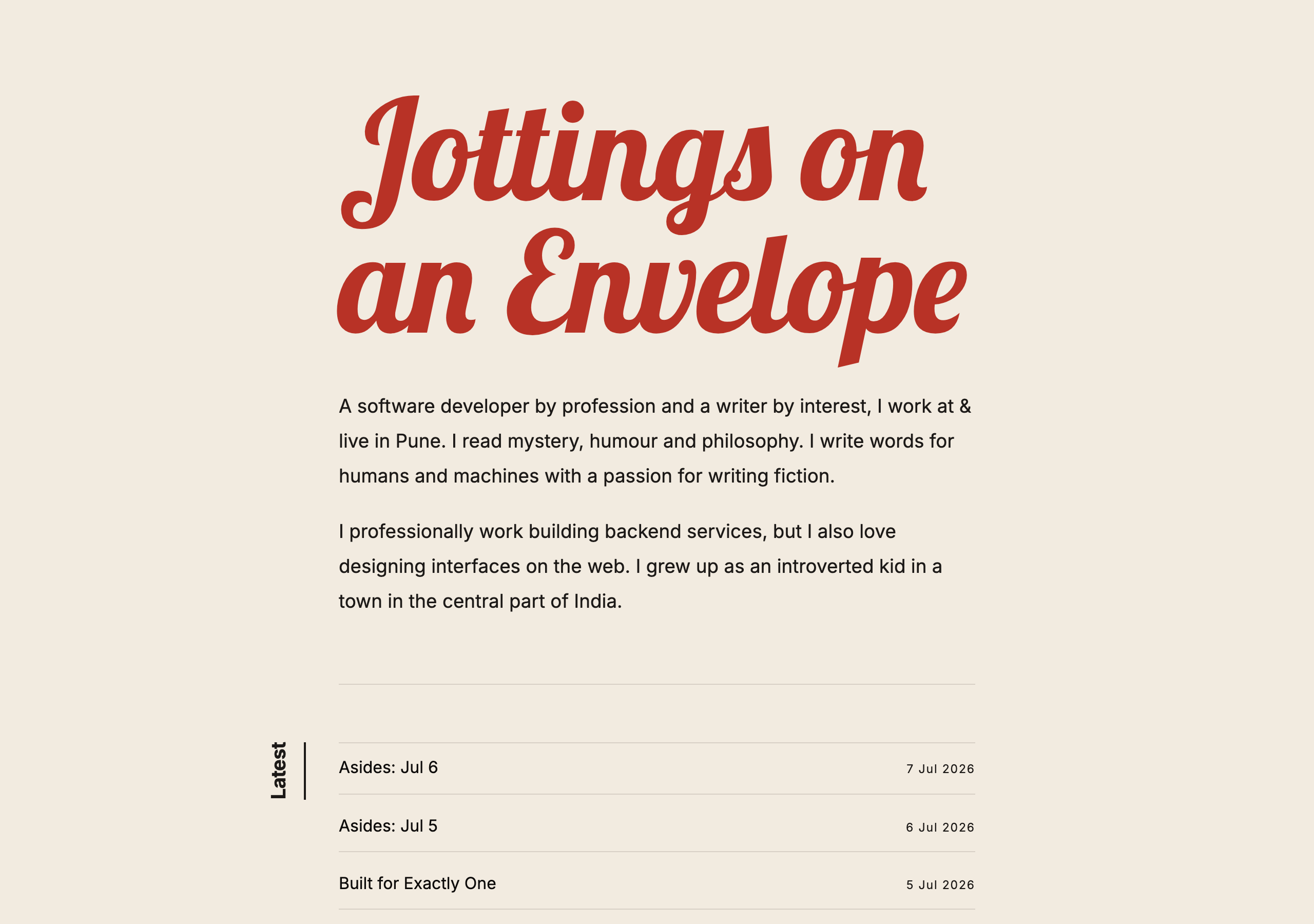 Jottings on an Envelope on Jot